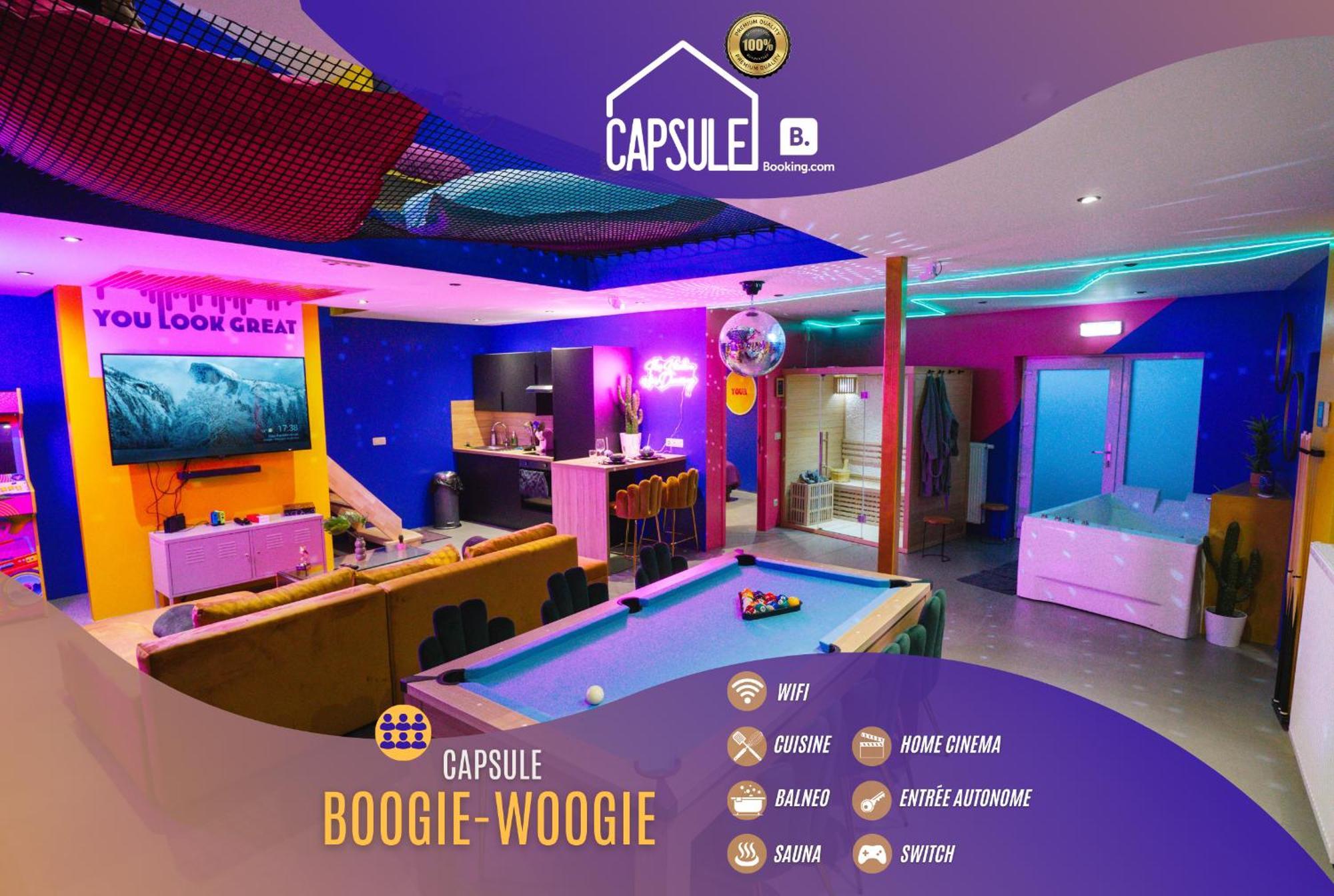 Capsule Boogie-Woogie - Jacuzzi - Sauna - Billard - Jeux - Ecran Geant - Filet Suspendu - Netflix La Louvière Exterior foto